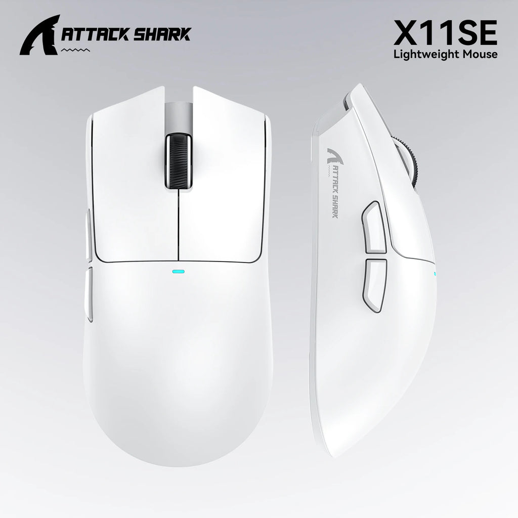 Mouse Gamer Sem Fio Attack Shark X11 X11SE 3 Modos, PAW3311, 22000DPI, 400IPS, Mouse Gamer para PC
