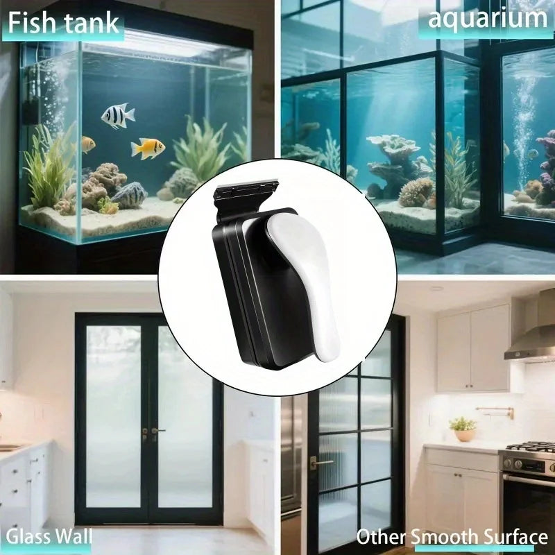 Limpador Magnético de Vidro para Aquário com Lâmina Raspadora e Escova para Limpeza de Algas para Tanques de Peixes com Vidro de 8–18mm – 3 Tamanhos