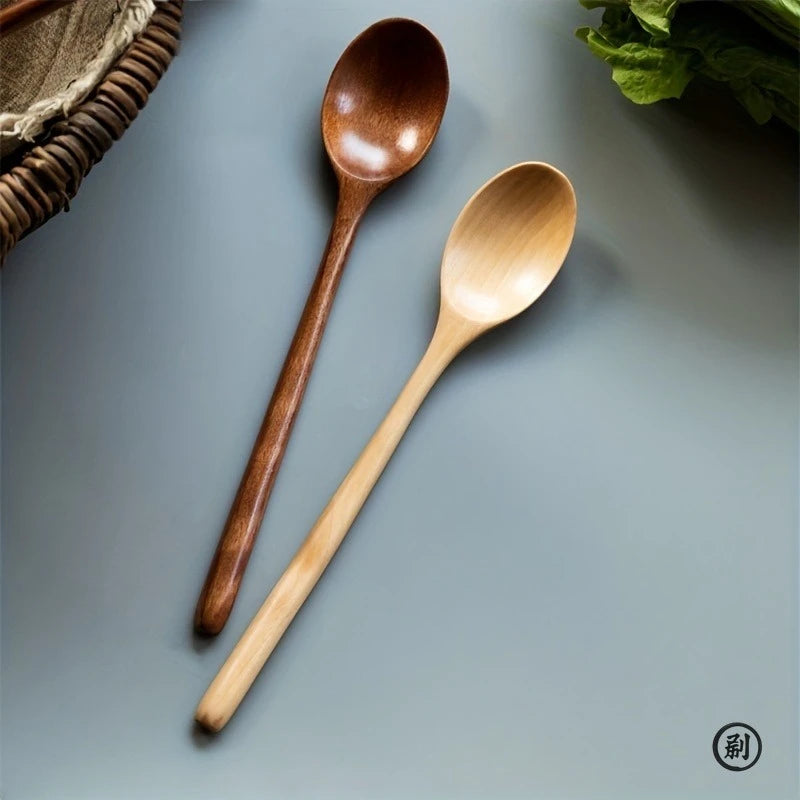 Kit 4 Colheres de Madeira Estilo Coreano - Utensílio Natural para Cozinha