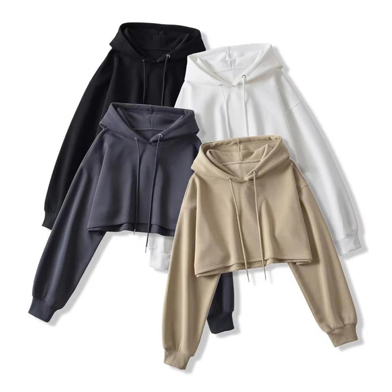 Moletom Cropped Feminino com Capuz - Streetwear Coreano Sexy
