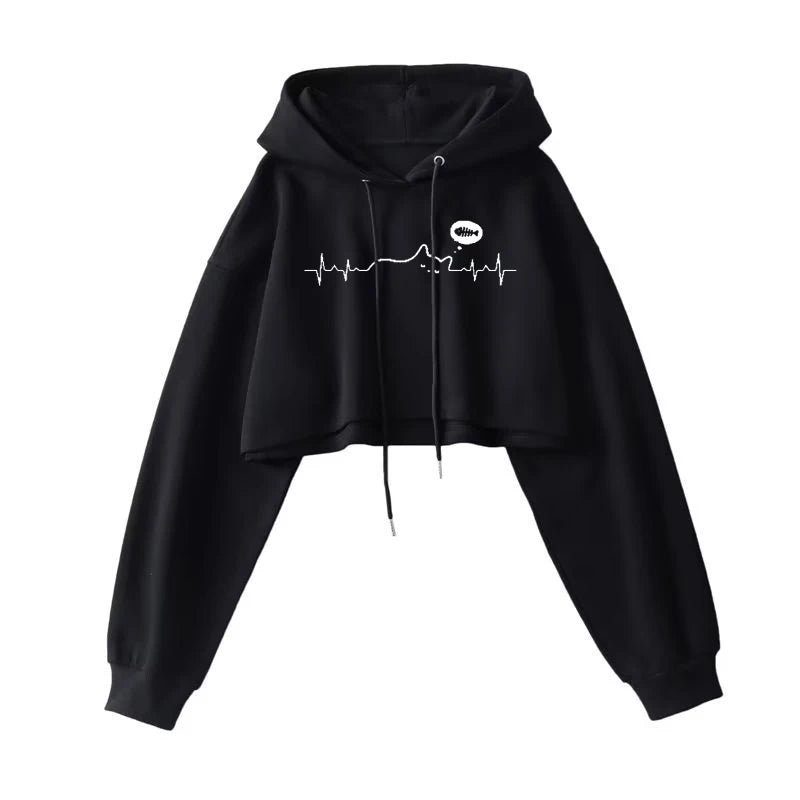 Moletom Cropped Feminino com Capuz - Streetwear Coreano Sexy