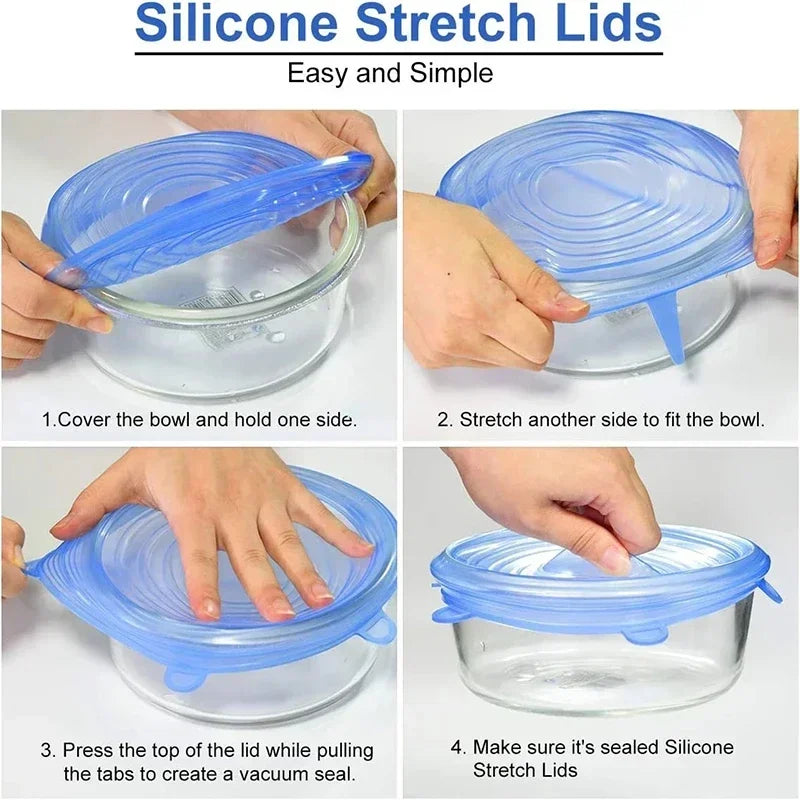 Tampa elástica de silicone, acessórios de cozinha, pode ser reutilizada, cobertura de alimentos, envoltório de plástico, manutenção fresca, tigela selada, armazenamento doméstico
