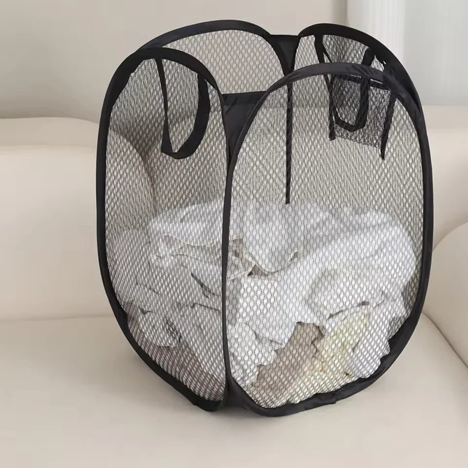 Cesto Dobrável para Separação de Roupa Suja, Cesto de Lavanderia, Cesto de Malha para Banheiro, Saco Organizador de Roupa, Balde com Estrutura, Bolsa de Armazenamento