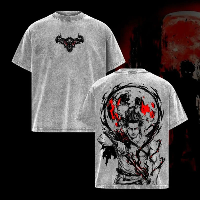 Camiseta Anime Black Clover Yami - Oversized Algodão Manga Curta Unissex