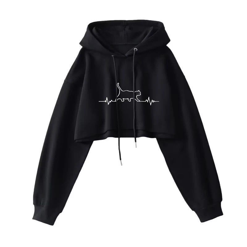 Moletom Cropped Feminino com Capuz - Streetwear Coreano Sexy
