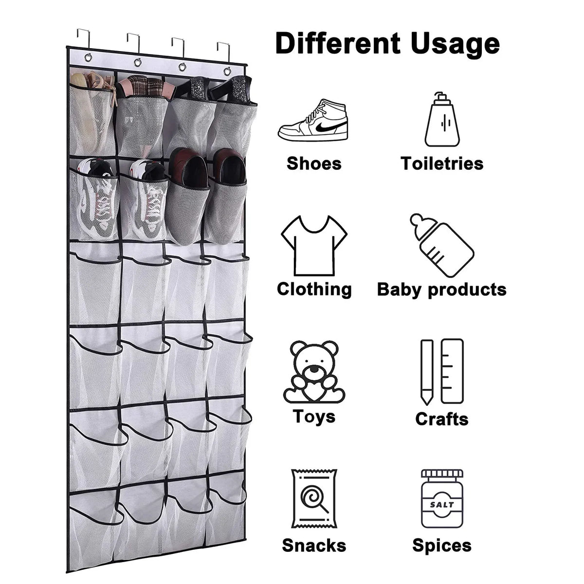 Sobre a porta sapato rack com 24 grandes bolsos de malha pendurado sapato organizador para armário pendurado sapato rack titular cabide