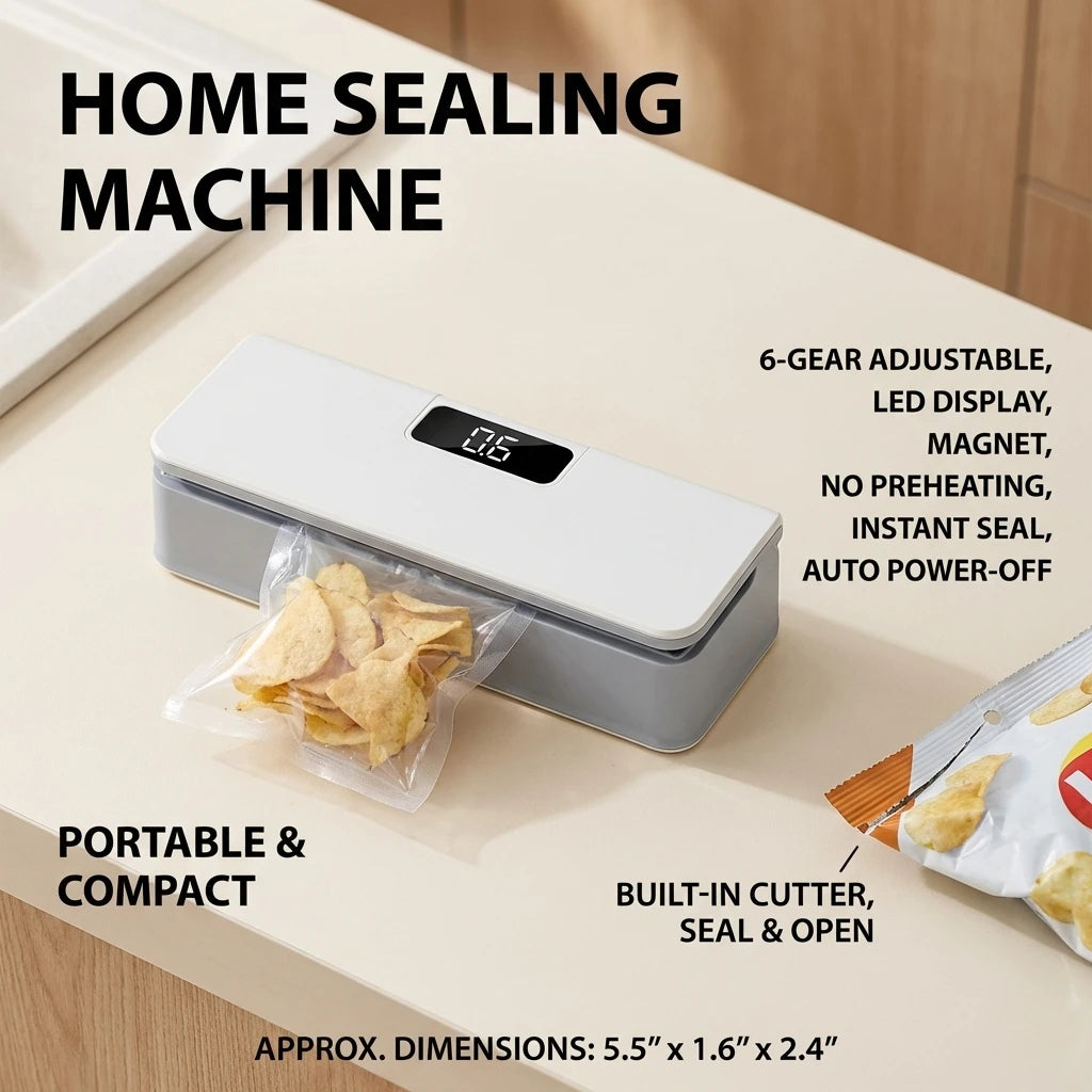 Mini Seladora de Sacos Plásticos, Máquina de Selagem Térmica Portátil Recarregável para Embalagem de Alimentos, Ideal para Uso na Cozinha
