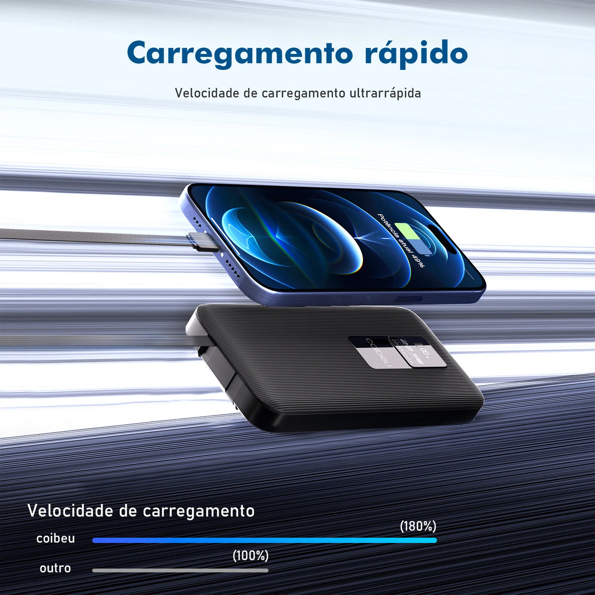 Powerbank Portátil 10000mAh 23W - Bateria Recarregável Carregamento Rápido
