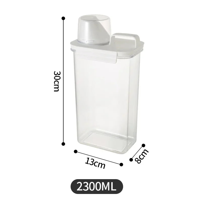Dispensador de Detergente para Lavagem Recarregável 1PCS, Tanque de Pó, Armazenamento de Amaciante e Alvejante com Escala para Limpeza Doméstica