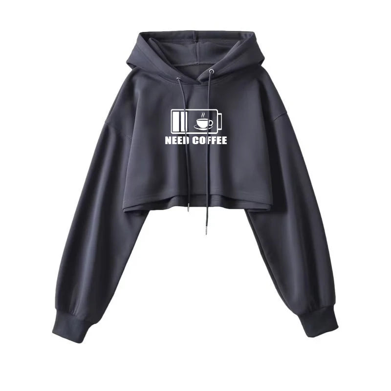 Moletom Cropped Feminino com Capuz - Streetwear Coreano Sexy