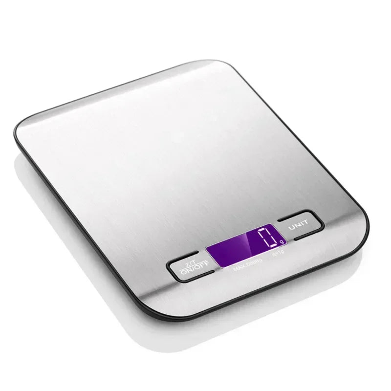 Balança digital de cozinha, 5kg/10kg, comida, multifuncional, aço inoxidável, display lcd, medição de gramas, onças, cozinhar, assar