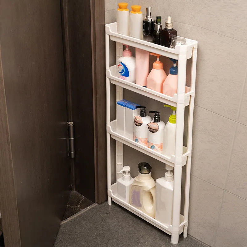 Atrás da porta armário de armazenamento banheiro e cozinha rack de armazenamento multi-camada armário estreito economia de espaço carrinho rack de armazenamento