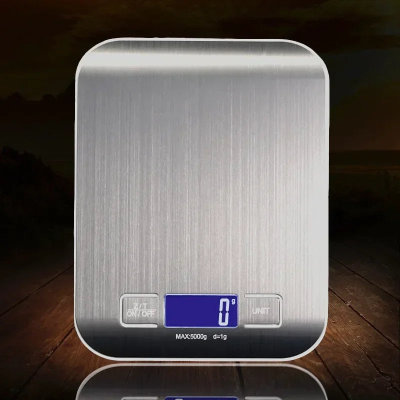 Balança digital de cozinha, 5kg/10kg, comida, multifuncional, aço inoxidável, display lcd, medição de gramas, onças, cozinhar, assar