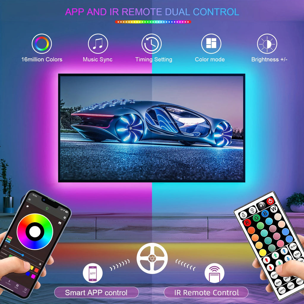 Fitas de LED RGB 5m 10m 20m 30m Luz de Quarto com Controle por APP Fita Flexível Luces Led para Decoração de Quarto