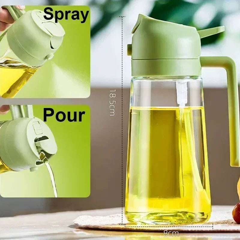 Pulverizador de óleo em spray de plástico 2 em 1, 500ml, garrafa, dispensador de óleo, galheteiro, churrasco, cozinha, assar, piquenique, ferramenta de cozinha