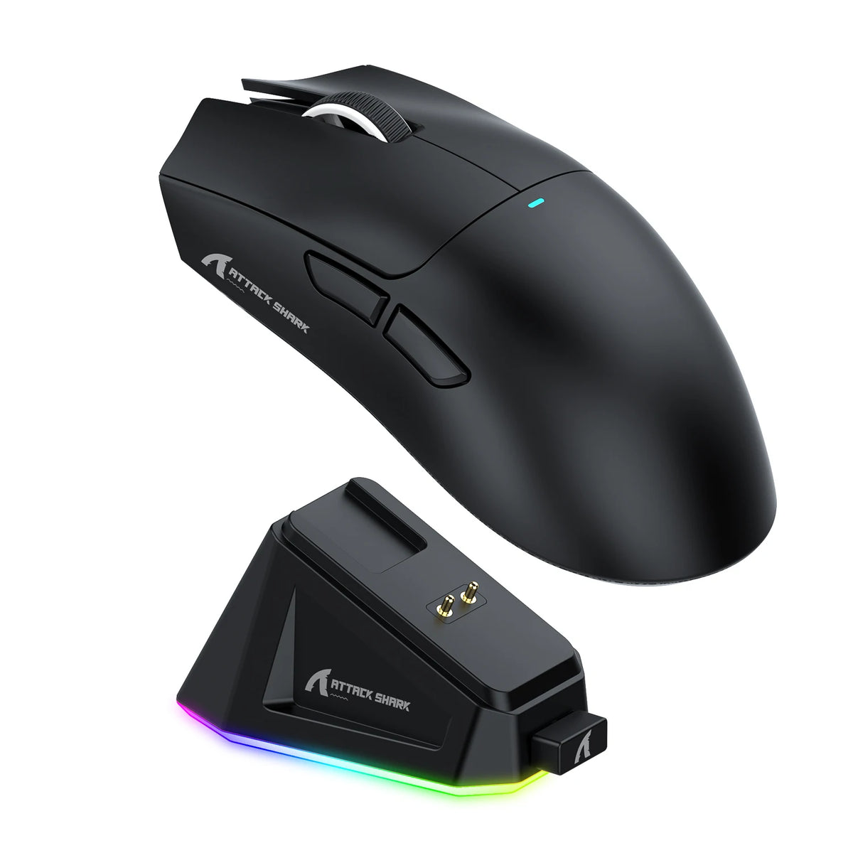 Mouse Sem Fio Bluetooth Attack Shark X11 Três Modos 2.4G PAW3311 RGB Dock Magnético para PC, Mouse para Jogos e E-sports