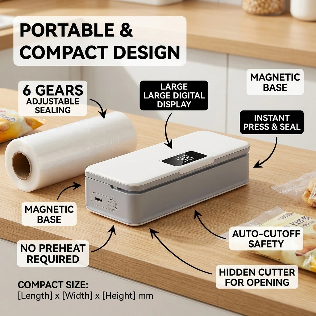 Mini Seladora de Sacos Plásticos, Máquina de Selagem Térmica Portátil Recarregável para Embalagem de Alimentos, Ideal para Uso na Cozinha