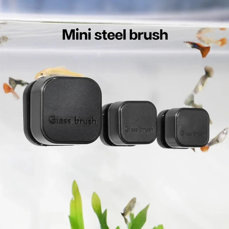 Mini escova magnética quadrada para aquário, limpador de vidro resistente a arranhões, escova magnética para aquário pequeno, tanque de peixes