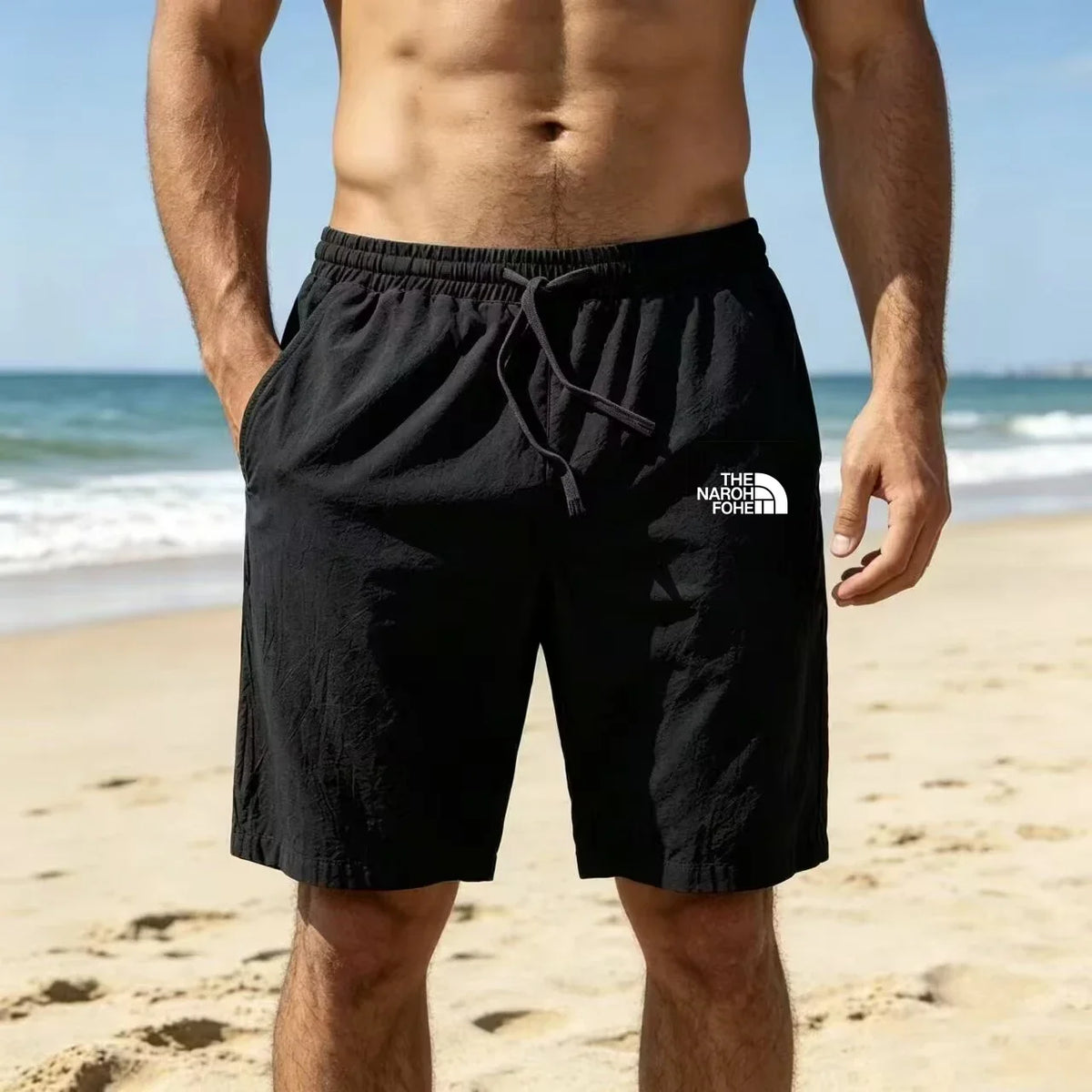 Shorts Masculino Algodão e Linho - Leve Respirável Estilo Praia