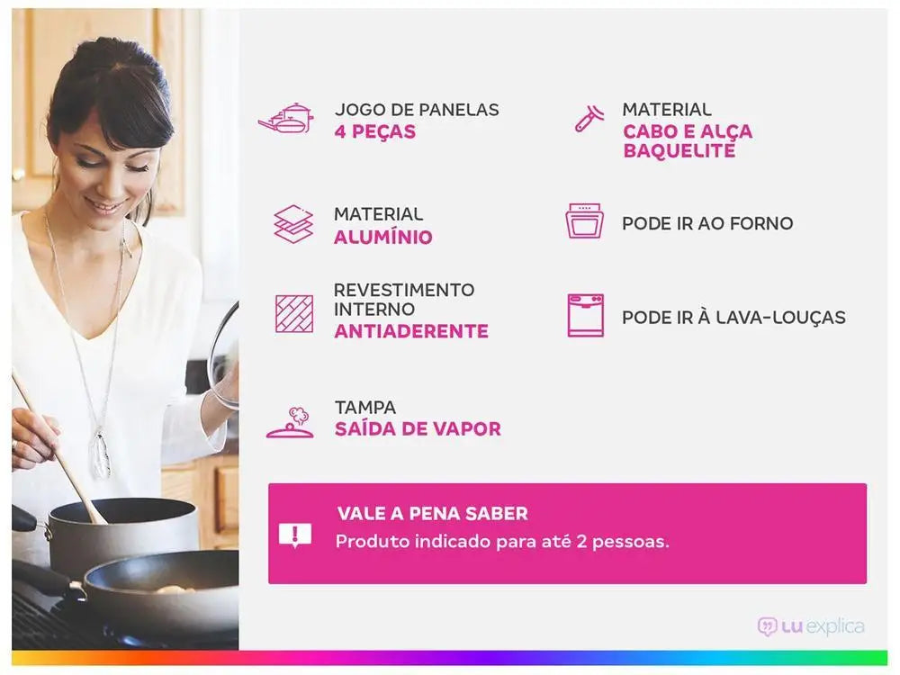 Jogo de Panelas Eirilar Antiaderente de Alumínio