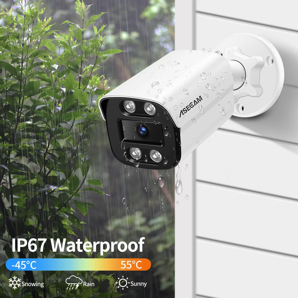Nova Câmera IP 4K 8MP com Áudio para Exterior POE H.265 Onvif Metal Bullet Câmera de Vigilância Noturna Colorida para Casa