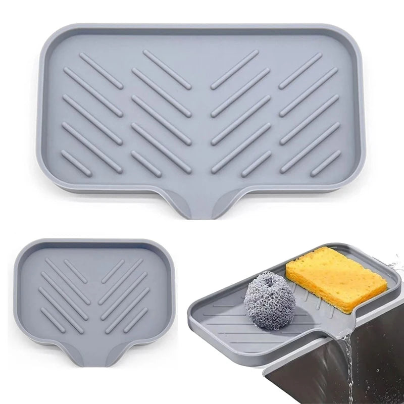 1/2 pçs pia da cozinha bandeja de silicone com dreno sabão esponja armazenamento titular bancada pia purificador escova sabão rack armazenamento