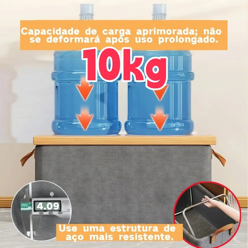 25L Suporte de Aço Organizador Guarda Roupa Resistente Placa de Fundo Rígida Com Alças Dobrável
