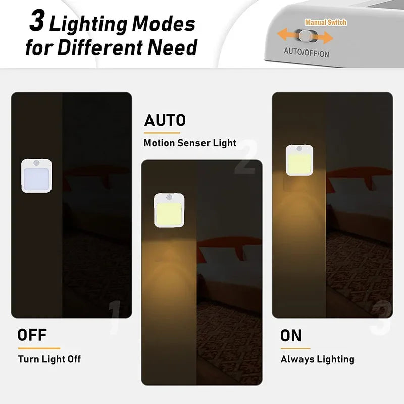 Luz noturna com sensor de movimento, luz led, lâmpadas com plugue eu/americanas, luz noturna infantil, lâmpada noturna sem fio para mesa de cabeceira, quarto