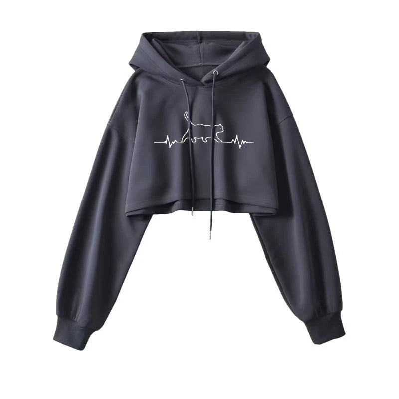 Moletom Cropped Feminino com Capuz - Streetwear Coreano Sexy