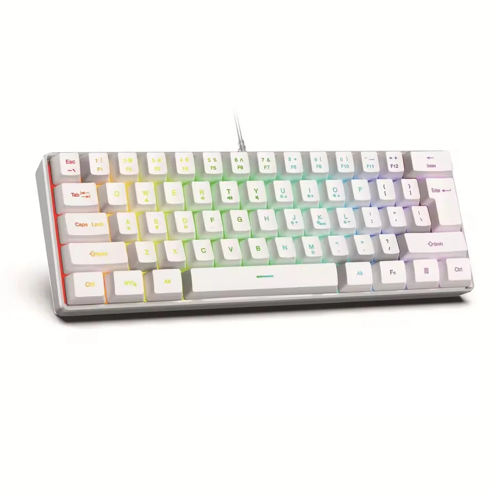 2026 Novo Teclado Mecânico Mini Portátil com Fio K61 Teclado Mini com Fio 61 Teclas Phantom RGB, Preto Branco Vermelho Vermelho/Azul Interruptor Novo