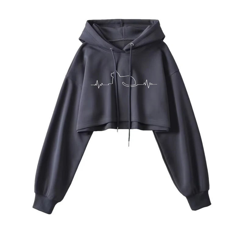 Moletom Cropped Feminino com Capuz - Streetwear Coreano Sexy