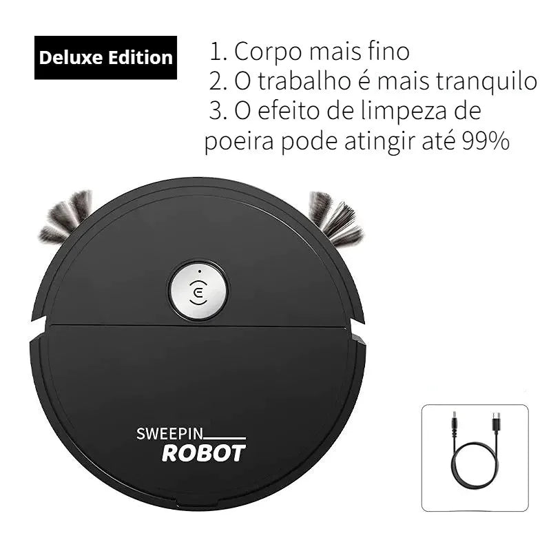 Robô Varredora/Aspirador De Pó 1200PA Automática 3 Em 1 Limpeza Doméstica Robótico Inteligente E Silencioso