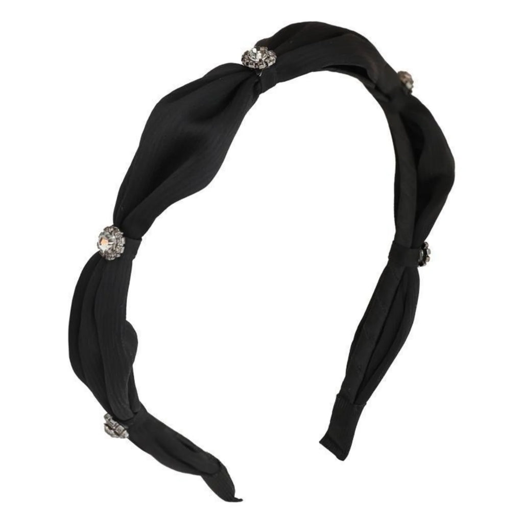Faixa de Cabelo Cetim Coreana com Strass - Retrô Elegante