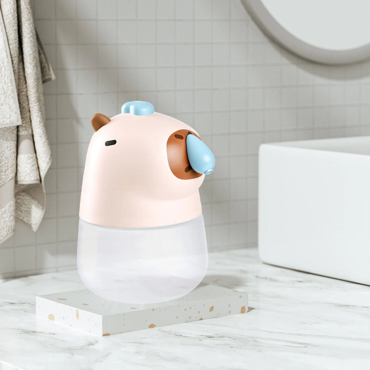 Dispensador de Sabão Líquido Capybara Sem Toque, Dispensador Automático de Sabão para Crianças, Acessórios para Banheiro e Cozinha USB