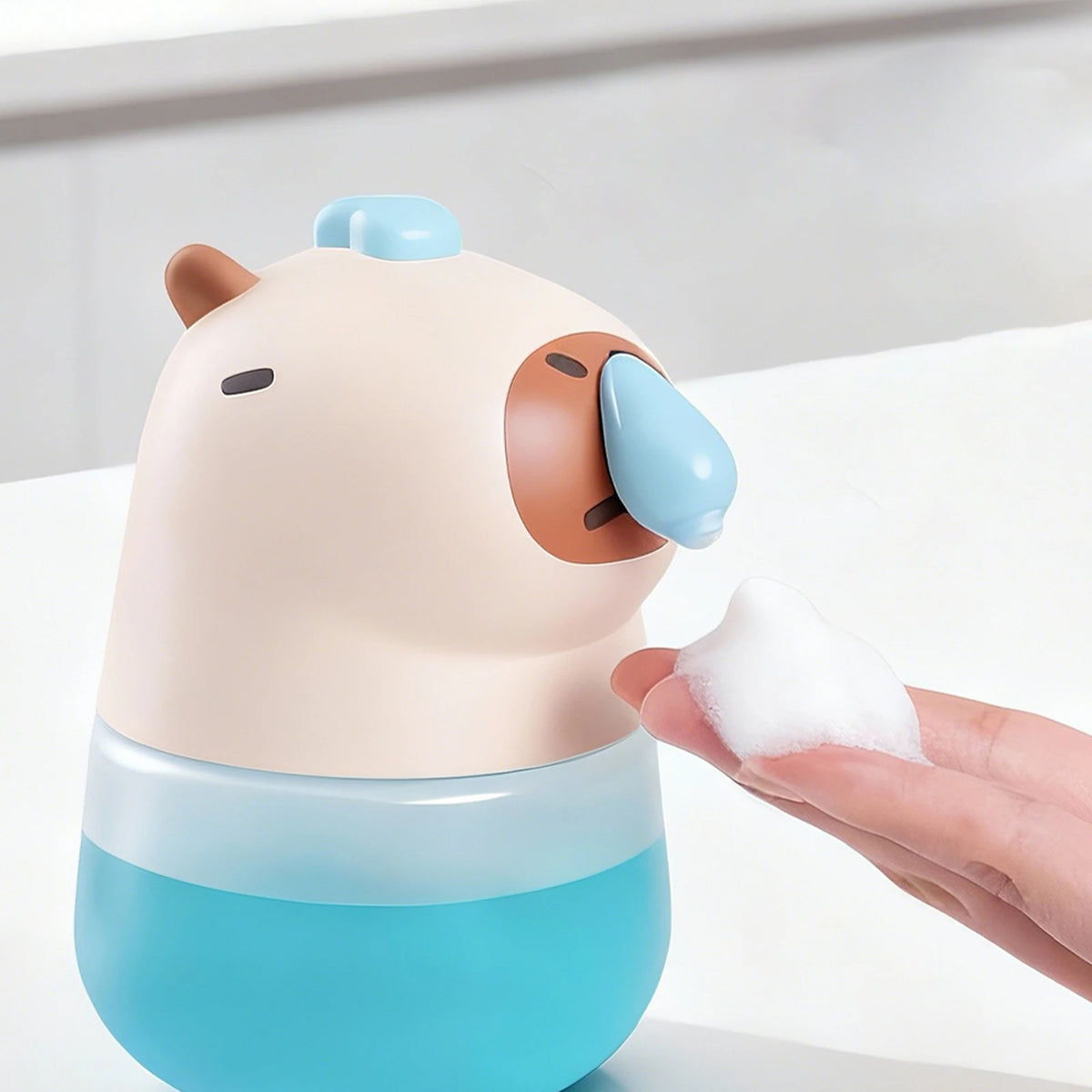 Dispensador de Sabão Líquido Capybara Sem Toque, Dispensador Automático de Sabão para Crianças, Acessórios para Banheiro e Cozinha USB