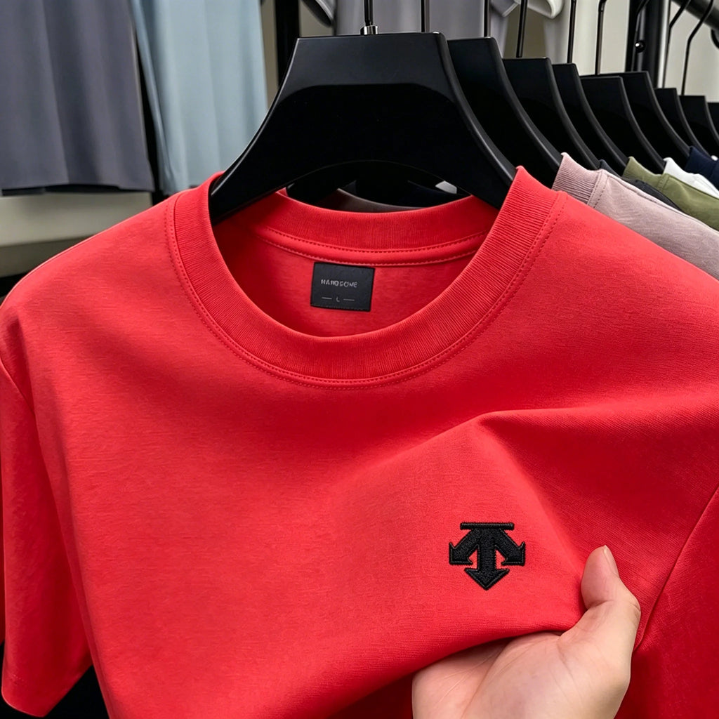 Camiseta Masculina Algodão com Bordado - Gola O Casual Esportiva