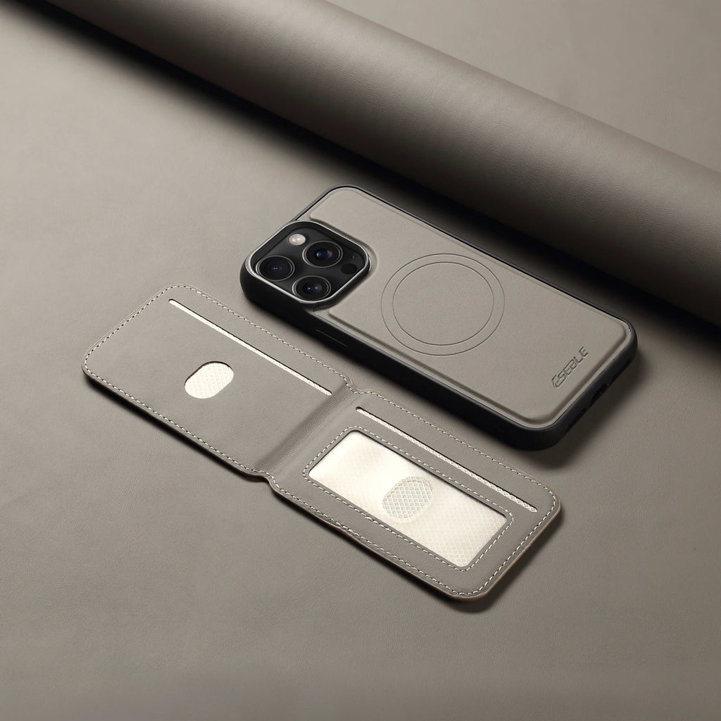 Capa de Couro Magnética Destacável 2 em 1 para iPhone 17 16 Pro Max 15 14 13, Capa de Carteira com Porta para Cartões