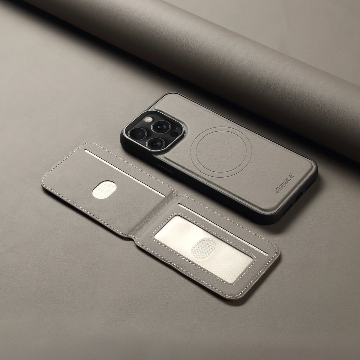 Capa de Couro Magnética Destacável 2 em 1 para iPhone 17 16 Pro Max 15 14 13, Capa de Carteira com Porta para Cartões