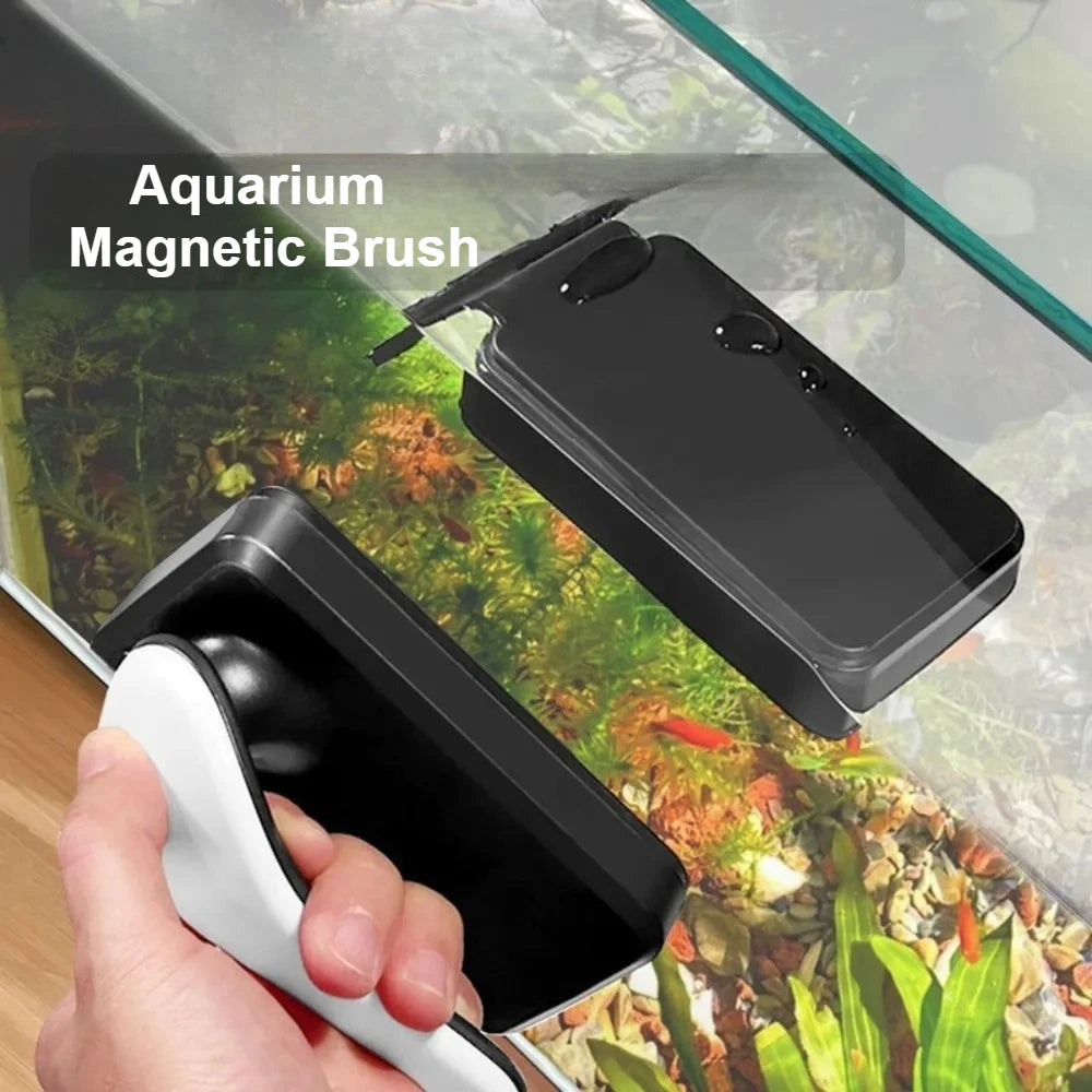 Limpador Magnético de Vidro para Aquário com Lâmina Raspadora e Escova para Limpeza de Algas para Tanques de Peixes com Vidro de 8–18mm – 3 Tamanhos