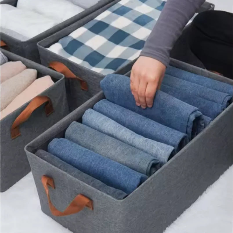 Organizador de Roupas, Caixa de Armazenamento para Calças, Jeans, Brinquedos, Lanches e Diversos, Caixa de Tecido Multifuncional para Cosméticos