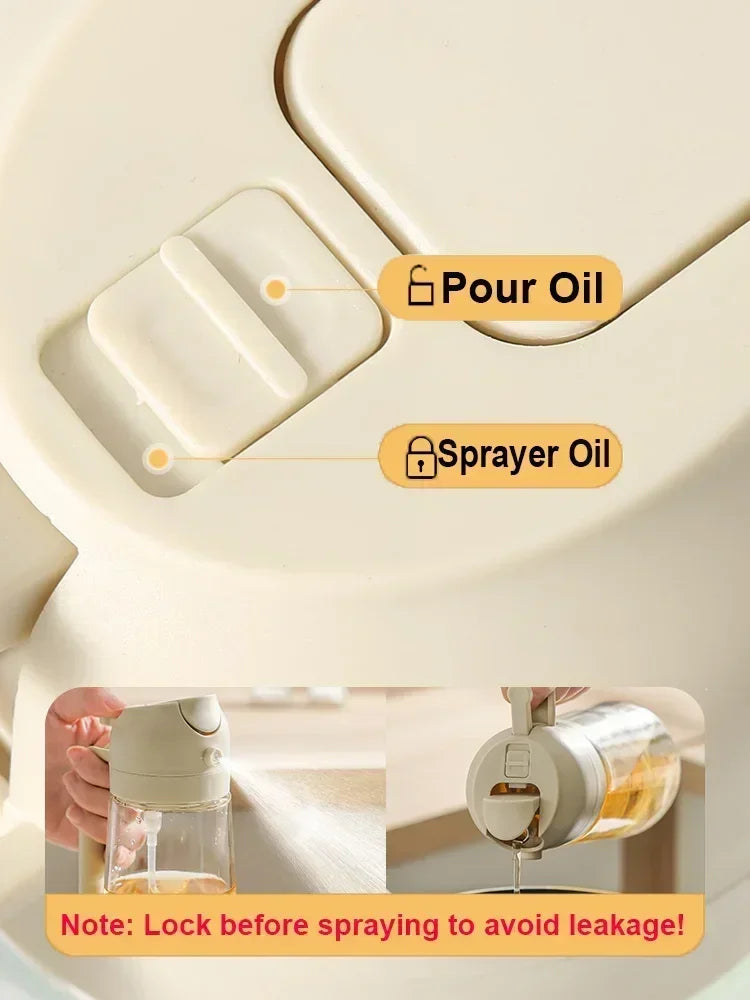 Pulverizador de óleo em spray de plástico 2 em 1, 500ml, garrafa, dispensador de óleo, galheteiro, churrasco, cozinha, assar, piquenique, ferramenta de cozinha