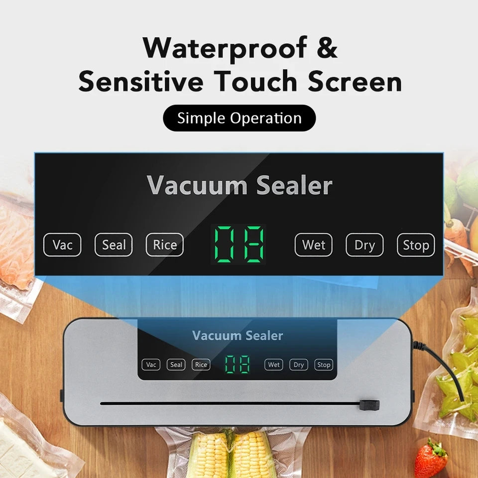 Seladora elétrica a vácuo, 110v/220v, máquina de embalagem de alimentos secos/úmidos, selagem de saco com cortador de alimentos uv, máquina de embalagem a vácuo de alimentos
