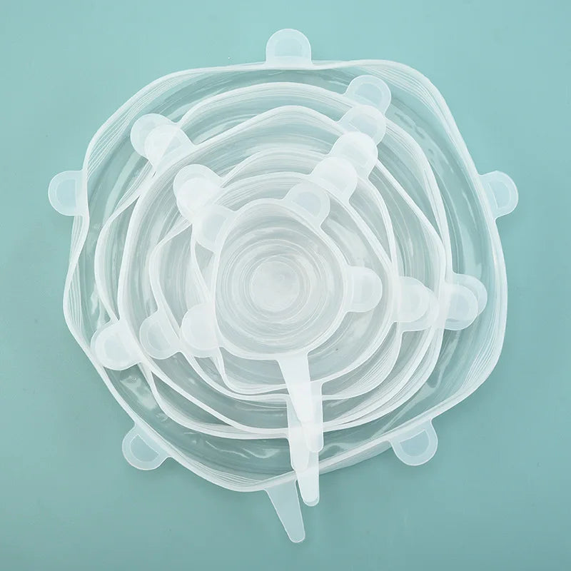 Tampa de Silicone para Alimentos 6/12/24 Peças, Tampa Elástica Reutilizável Hermética para Conservação de Alimentos, Acessórios de Cozinha para Armazenamento na Geladeira