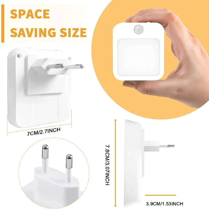 Luz noturna com sensor de movimento, luz led, lâmpadas com plugue eu/americanas, luz noturna infantil, lâmpada noturna sem fio para mesa de cabeceira, quarto