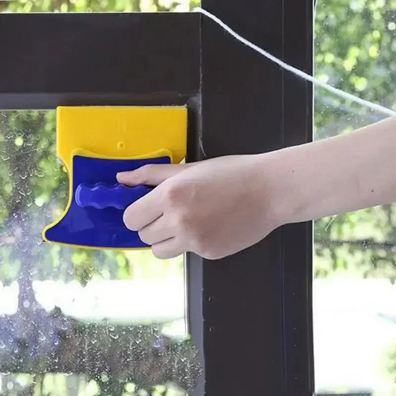 Limpador de vidro magnético durável, limpador de dupla face, limpeza doméstica com corda de segurança de 1,2 m para lavagem de janelas de banheiro