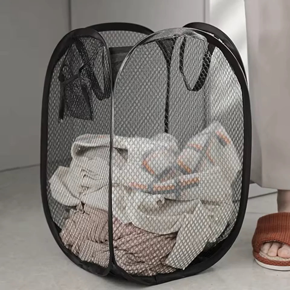 Cesto Dobrável para Separação de Roupa Suja, Cesto de Lavanderia, Cesto de Malha para Banheiro, Saco Organizador de Roupa, Balde com Estrutura, Bolsa de Armazenamento