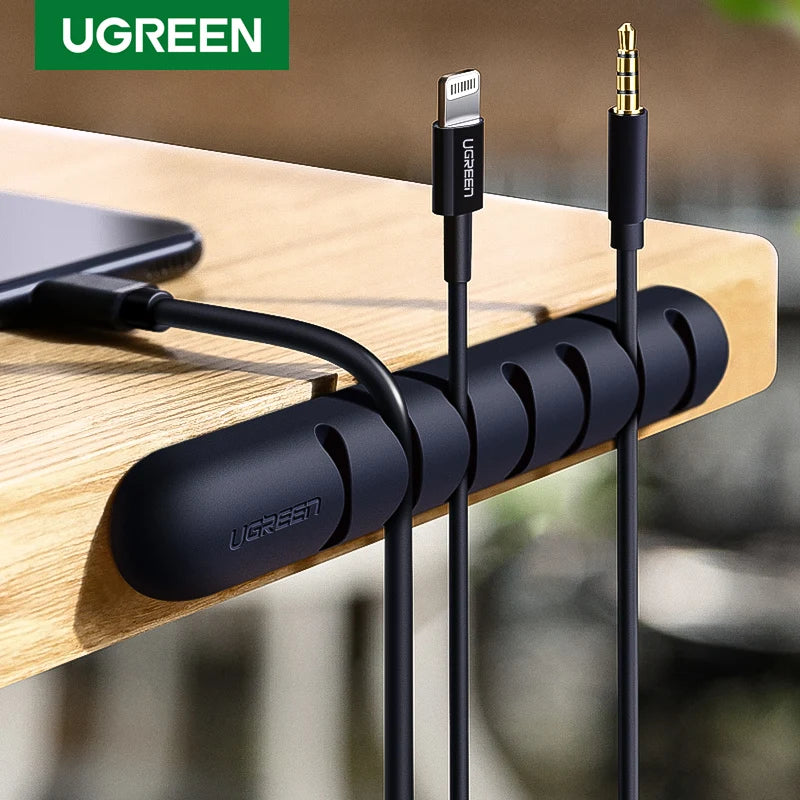 Ugreen-organizador de cabos de silicone, prendedor, usb, flexível, gerenciamento de fios, para mouse, fone de ouvido, fone de ouvido