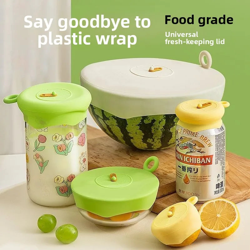 Conjunto de Tampas para Alimentos, Tampas Redondas Resistentes ao Calor, Tampas Universais para Sobras de Refrigerador, Tampas Reutilizáveis para Cozinha