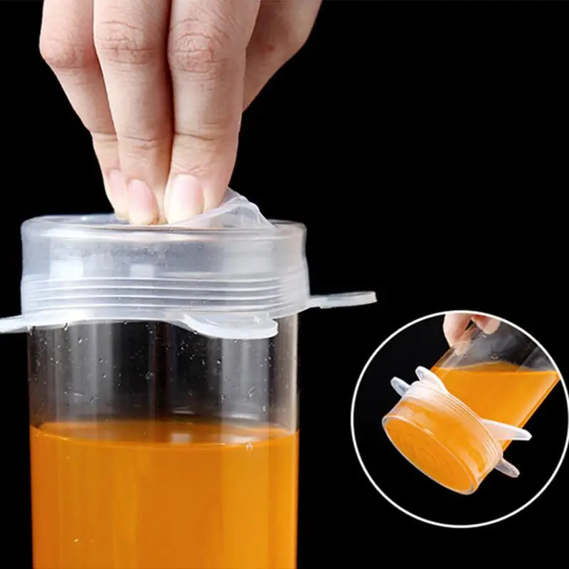 6 pçs reutilizáveis tampas de silicone tampas de silicone adaptáveis para latas pratos de alimentos frescos-mantendo acessórios de cozinha utensílios