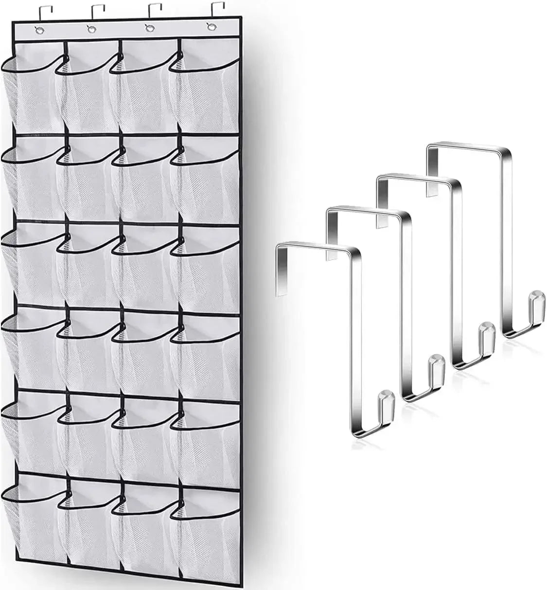 Sobre a porta sapato rack com 24 grandes bolsos de malha pendurado sapato organizador para armário pendurado sapato rack titular cabide